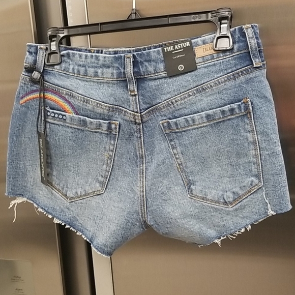 💕BLANKNYC💕 Astor Cut Off Shorts Sun Rainbow Embroidered Denim Raw Hem 27 NWT - Picture 2 of 13